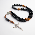 Rosario católico Miles Christi de Holycrvx con cuentas de madera y Medalla de San Benito